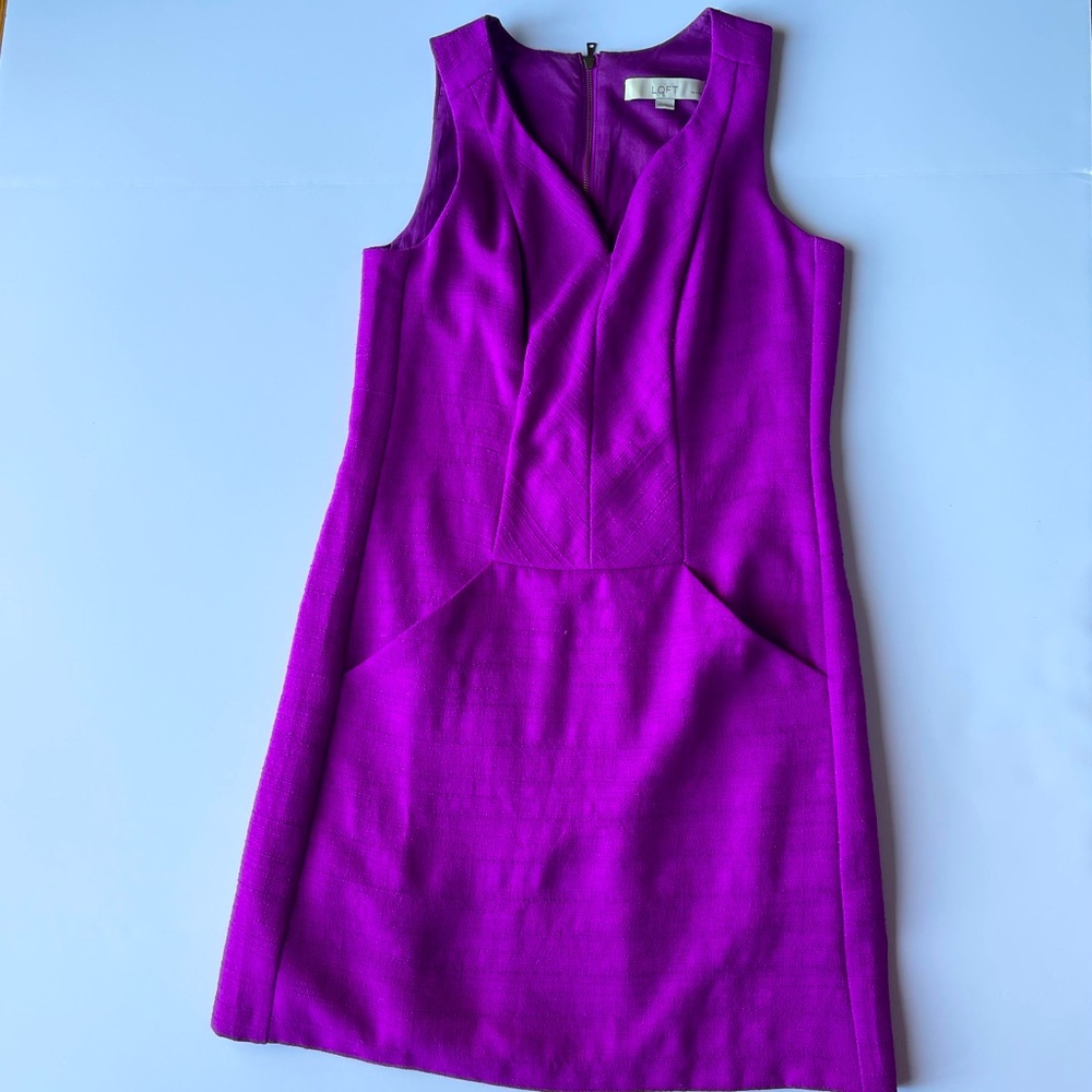 ANN TAYLOR LOFT PURPLE DRESS BACK ZIPPER